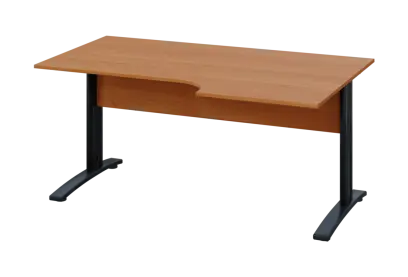 ERK 28 - 166 stůl kancelářský, rohový, pravý, kovová podnož černá, deska 25 mm, široký 1600 mm, olše jantar